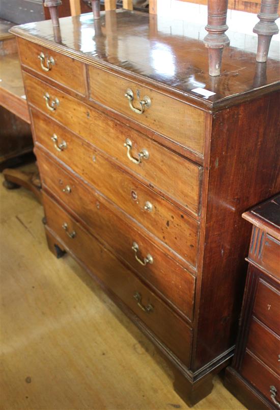 Late George III mahogany chest, fitted two short and four long drawers